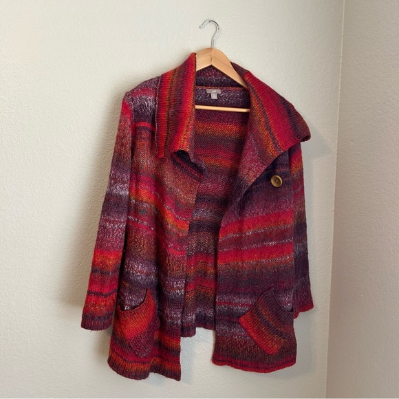J. Jill Women’s Chunky Multi Color Knit Wool Blend Cardigan, Size Small Petite - Picture 1 of 10